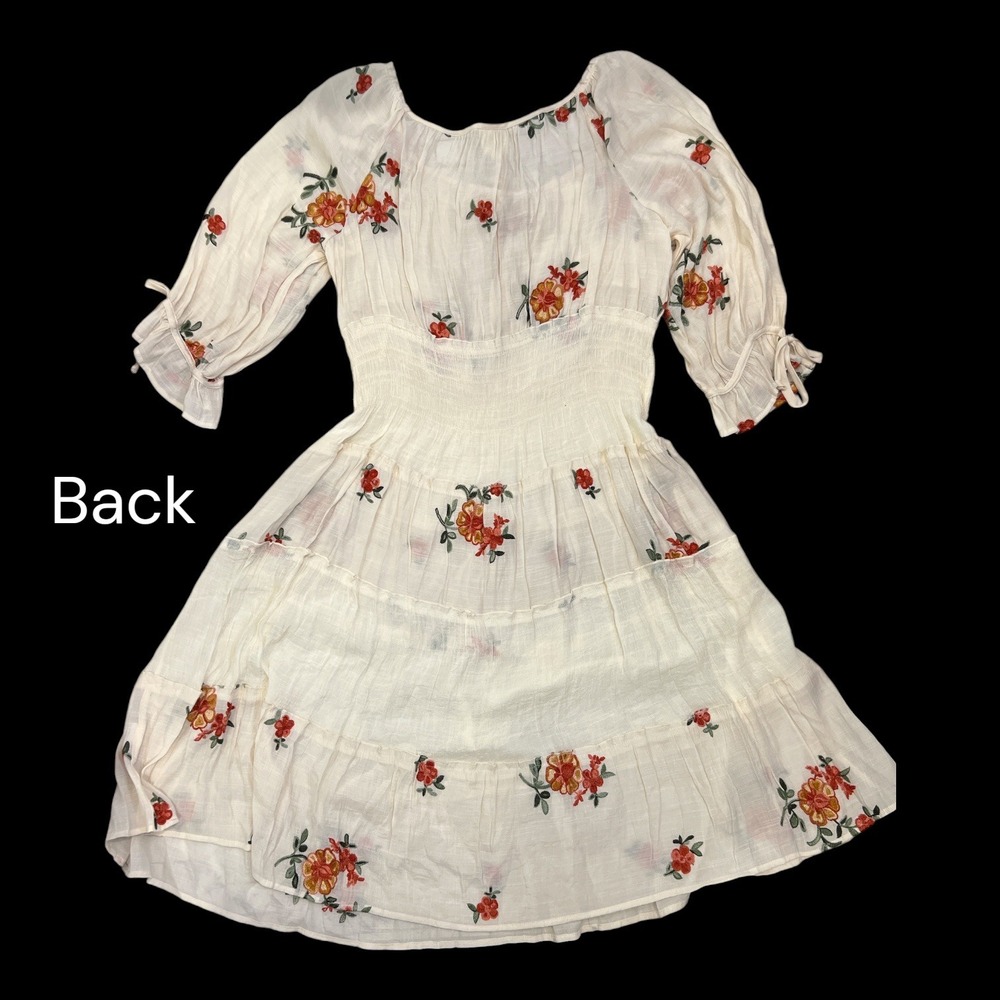Fig & Flower Cottagecore Peasant Prairie Midi Dress 2X Embroidered Boho Romantic - Picture 8 of 9